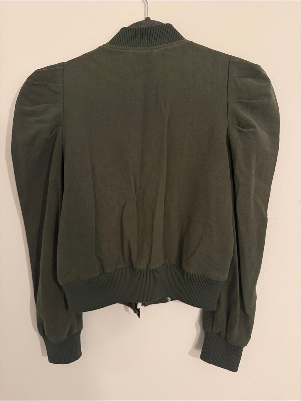 Dolan Anthropologie Olive Puff Sleeve Bomber Jacket XS Utility Cropped - Picture 6 of 9